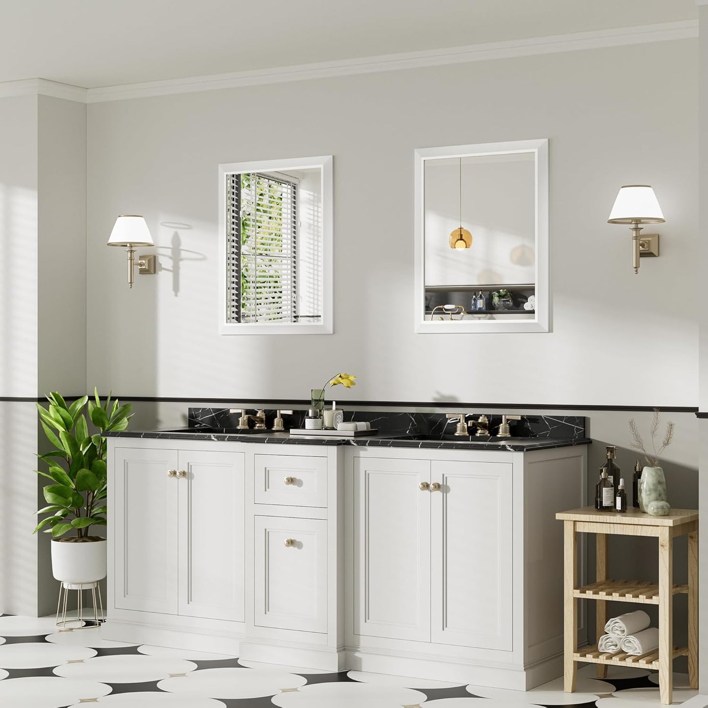 24x30 Inch White Bathroom Mirror for Wall, Thick Metal Framed Rectangle Mirrors for Over Sink, Bedroom, Living Room, Entryway, Anti-Rust, HD Tempered Glass