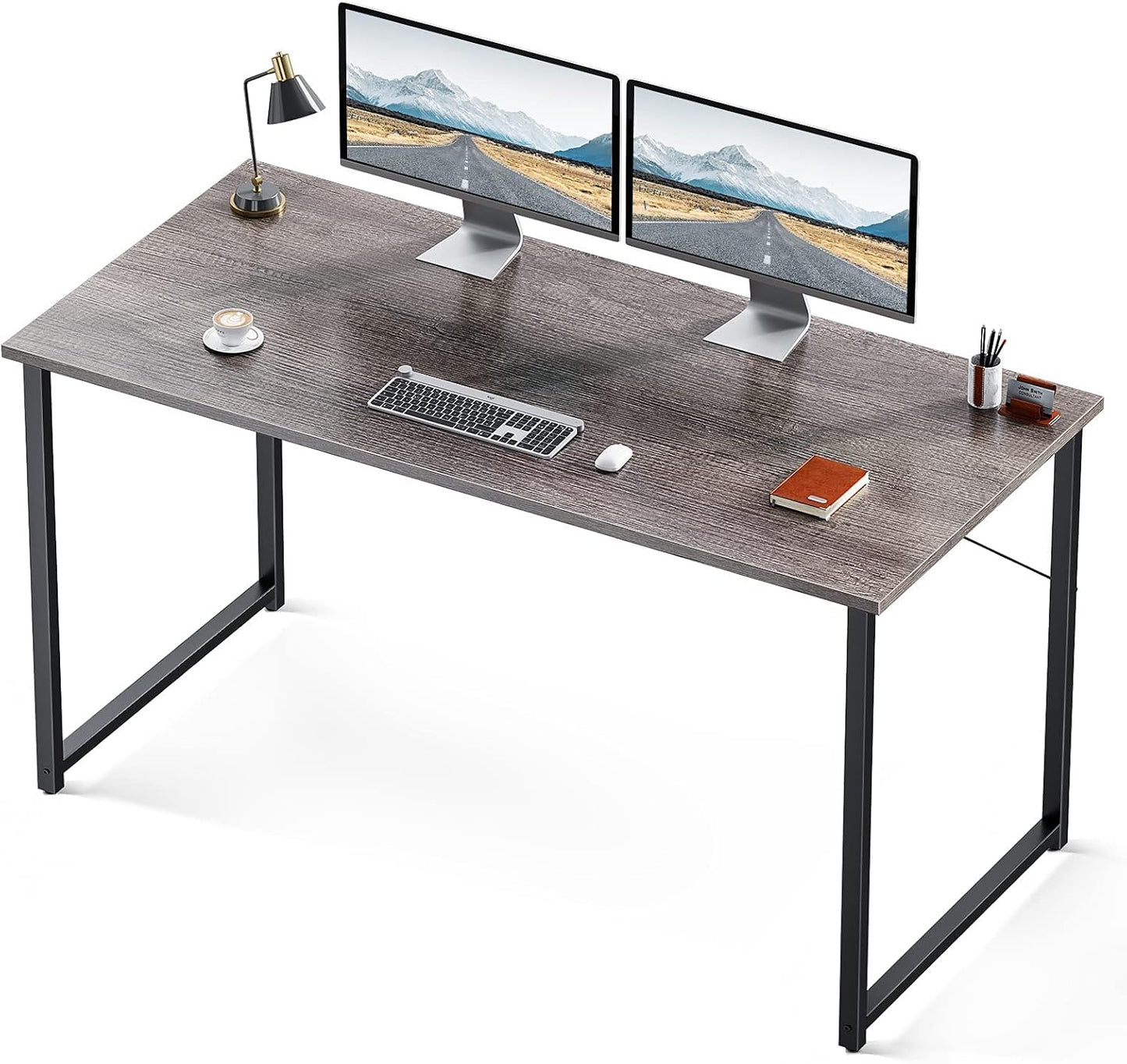 Coleshome 55 Inch Computer Desk, Modern Simple Style Desk for Home Office, Study Student Writing Desk,Grey Oak