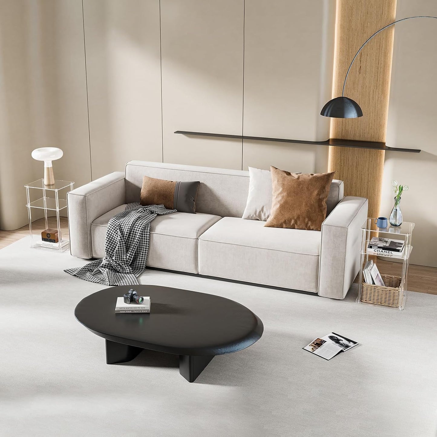 HMYHUM Acrylic Side Tables for Small Spaces, 14" L x 11.5" W x 23.2" H, Nightstand/Bedside Table Set of 2, Home Accent End Table for Living Room, Bedroom, 3-Tier, Clear