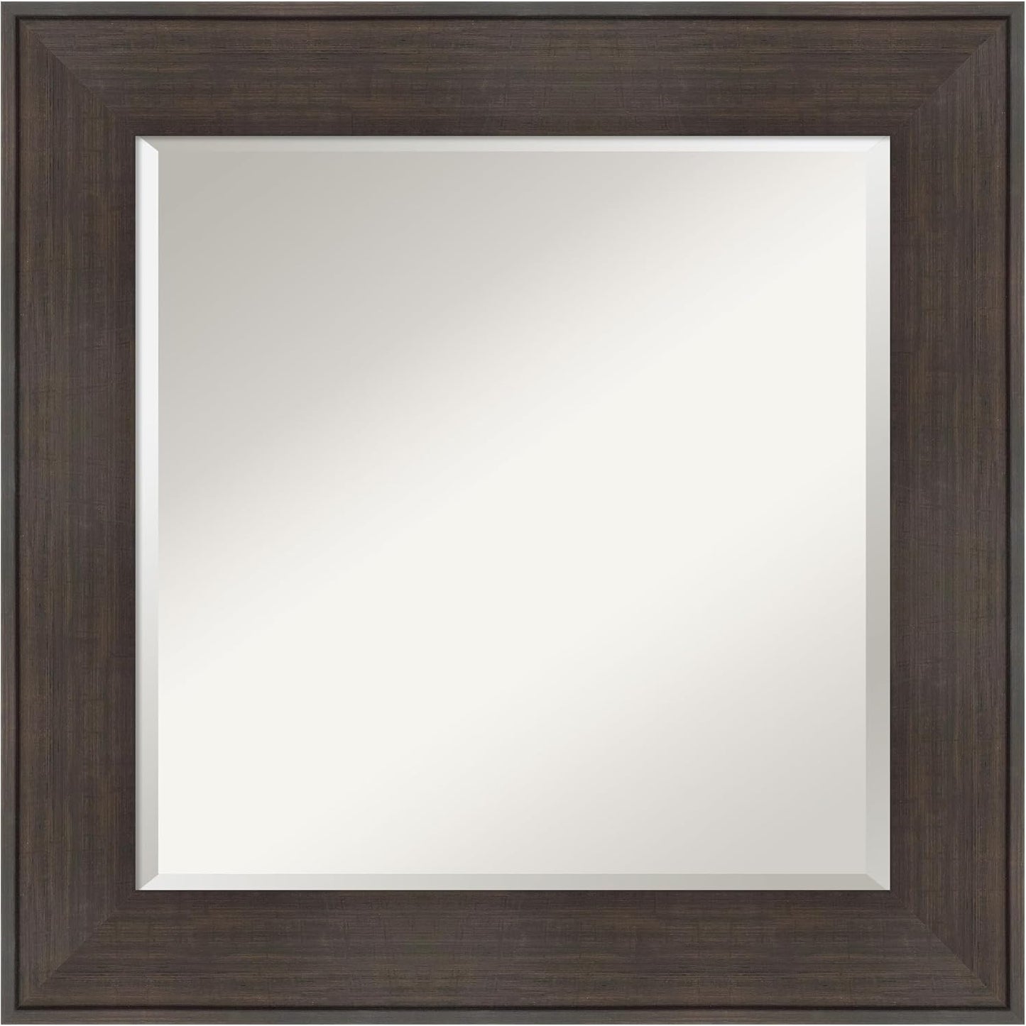 Amanti Art Brown Wall Mirror 26x26 William Rustic Woodgrain Square Bathroom Mirror for Wall Decor Living Room, Medium Casual Frame, Hangs Horizonally and Vertically, Bathroom Decor, Beveled Edge