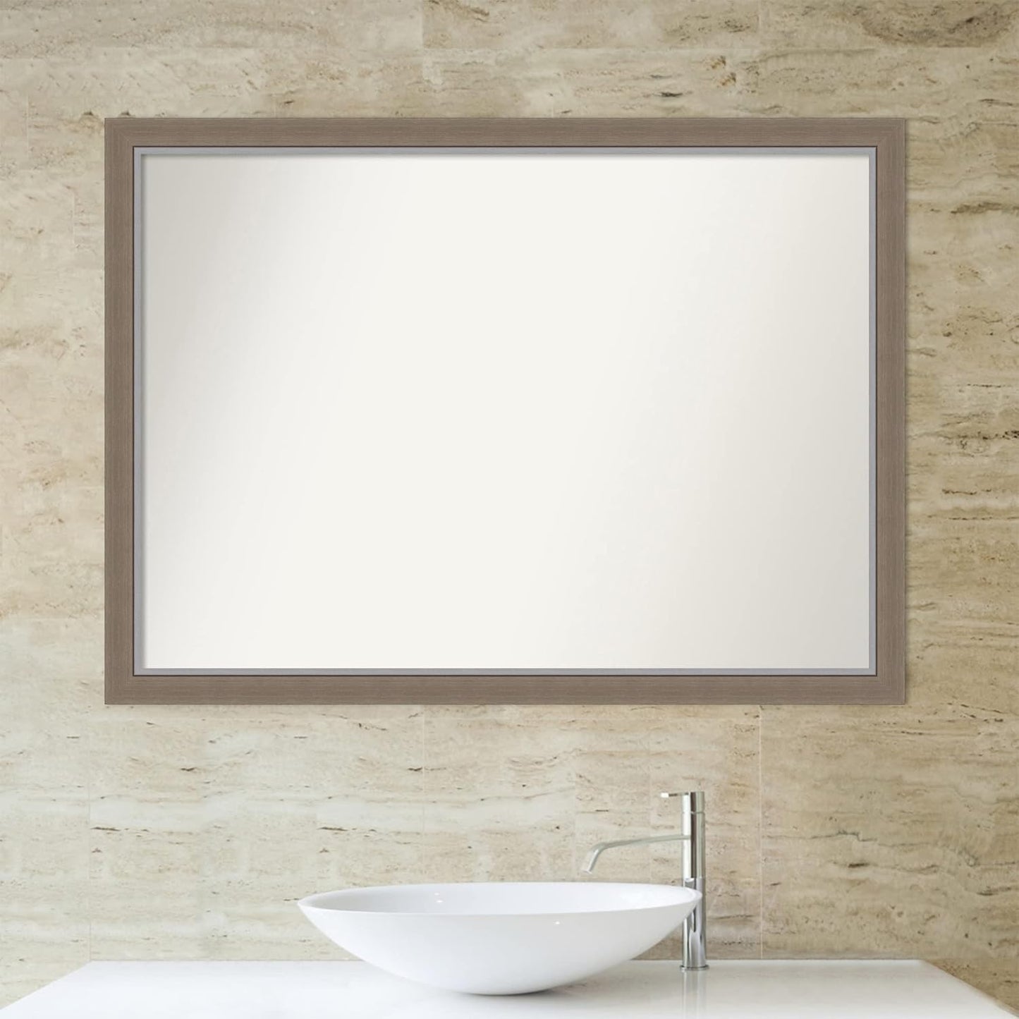 Amanti Art Black Bathroom Mirror for Over Sink, 29x40 Eva Black Silver Thin Rectangle Vanity Mirror, X-Large Modern Frame, Hangs Horizonally and Vertically, Bathroom Wall Decor, Non-Beveled Edge