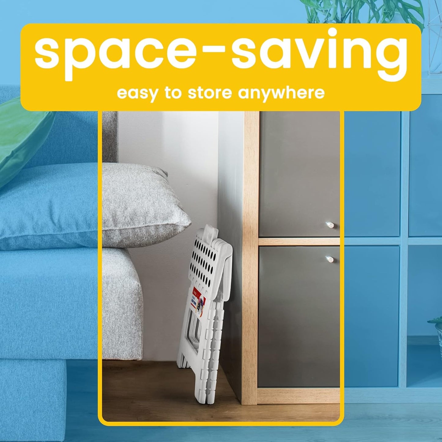 ACSTEP Folding Stool - Portable, Collapsible Plastic Step Stool, 9 Inch, Non Slip, Foldable, for Kitchen, Bathroom, Bedroom (White)