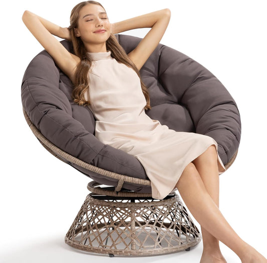Bme 40" Ergonomic Wicker Papasan Chair