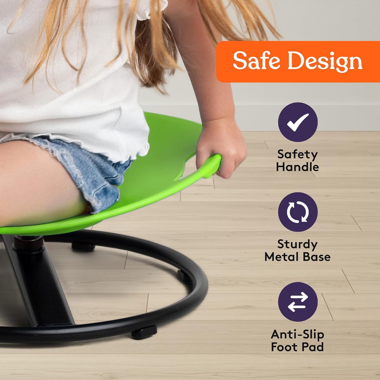 Special Supplies Smile Spinning Chair for Kids- Versatile Kids Sit and Spin Sensory Chair for Training Body Coordination for Playroom, Bedroom, or Nursery (Green)