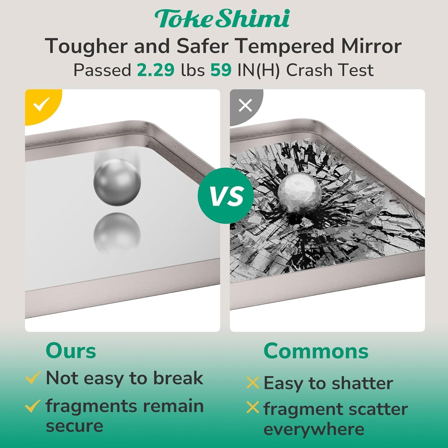 TokeShimi Brushed Nickel Bathroom Mirror,40x30 Large Bathroom Mirror Rectangle,Aluminum Vanity Mirror Bathroom Wall with Tempered Glass,Modern Mirror Framed(Horizontal/Vertical)