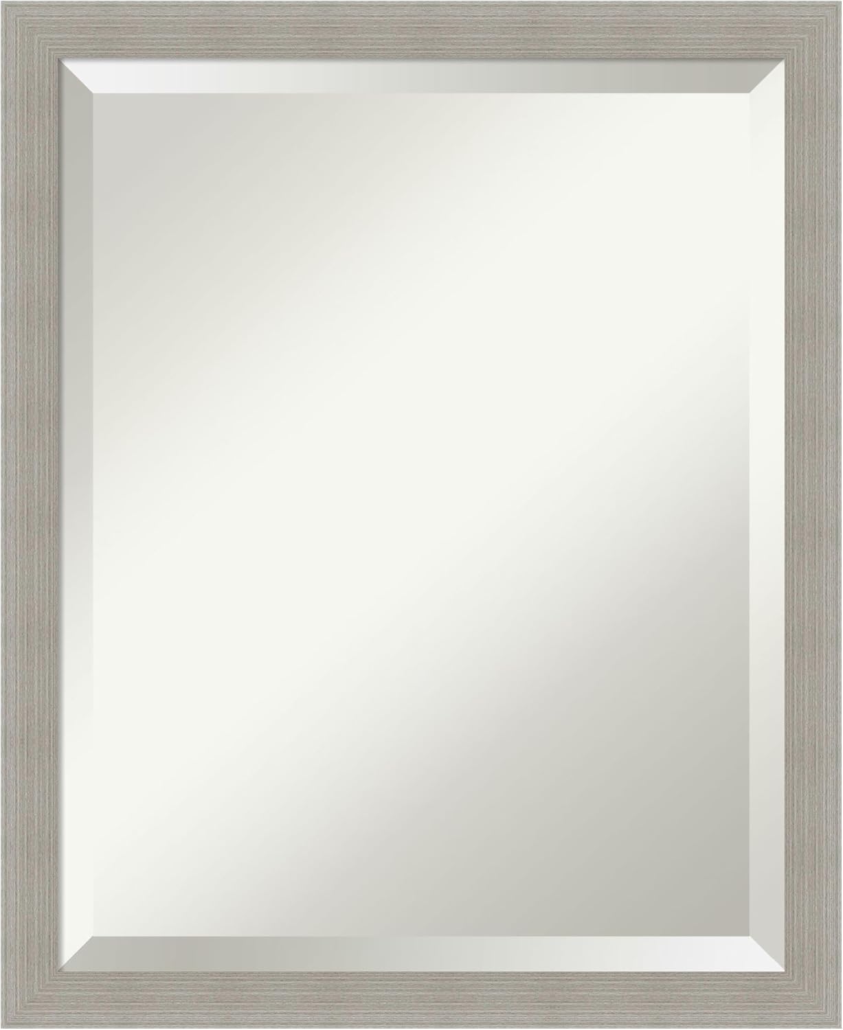 Amanti Art Grey Wall Mirror 22x18 Woodgrain Stripe Grey Rectangle Bathroom Mirror for Wall Decor Living Room, Small Casual Wood Frame, Hangs Horizonally and Vertically, Bathroom Decor, Beveled Edge