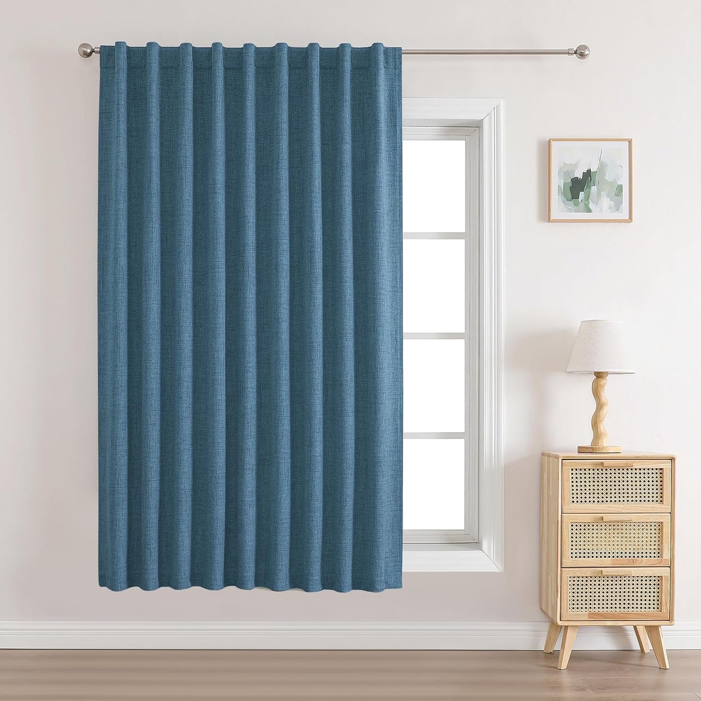 Joydeco Custom 100% Blackout Long Drapes for Bedroom Living Room Blackout Darkening Curtain Thermal Insulated Back tab Rod Pocket 1 Panel(Sky Blue,Custom Size)