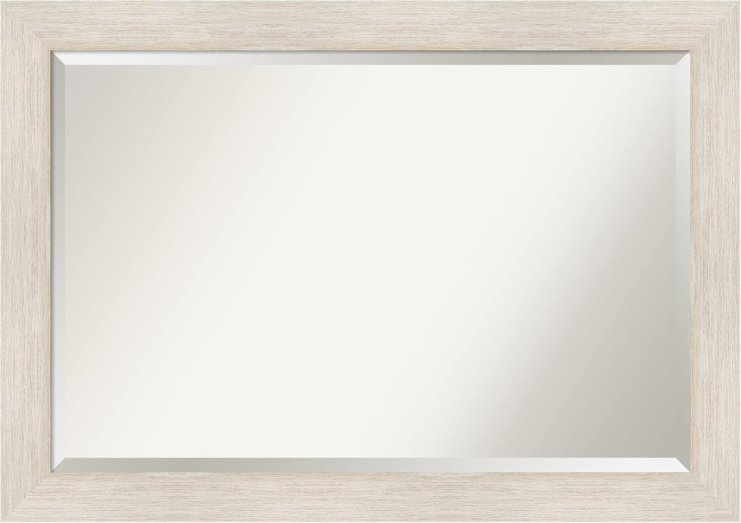 Amanti Art White Bathroom Mirror for Over Sink, 29x41 Hardwood White Wash Rectangle Vanity Mirror, Large Rustic Farmhouse Wood Frame, Hangs Horizonally and Vertically, Bathroom Wall Decor, Beveled
