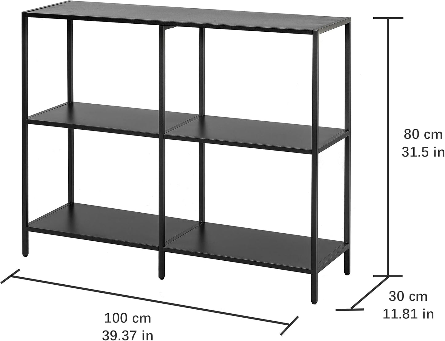 HDANI 39.4 Inch Metal Console Table with 3 Tier Strage Shelves,Narrow Entryway Table,Modern Sofa Tables for Entryway, Living Room,Bedroom,Black