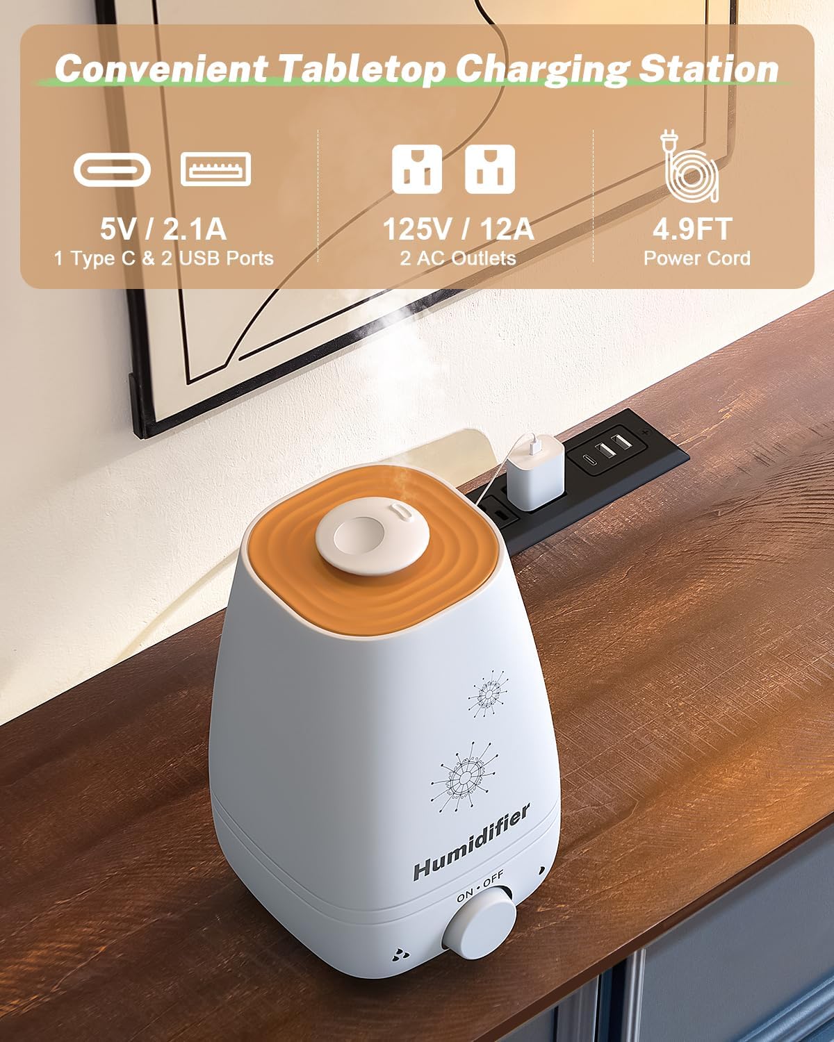 Farmhouse 6 Drawers Dresser for Bedroom with Charging Station, Wood Country Rustic Storage Dressers Organizer, Vintage Design