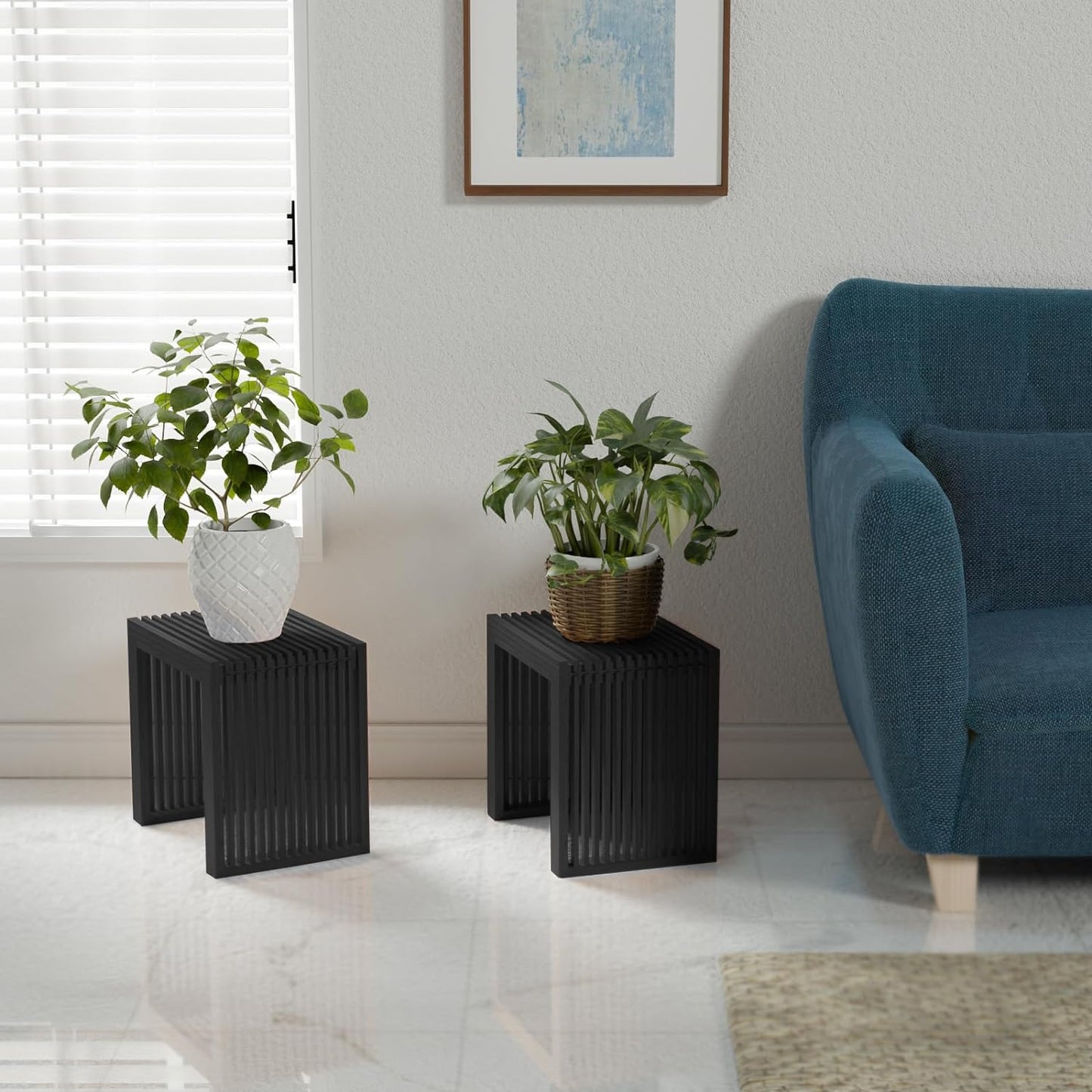 Bamboo Dining Bench Indoor Small Benches Entryway Shoe Rack Benchs,Outdoor Modern Wood Benches 17 Inch Bamboo Bench for Living Room Hallway Bedroom Bathroom Black Small