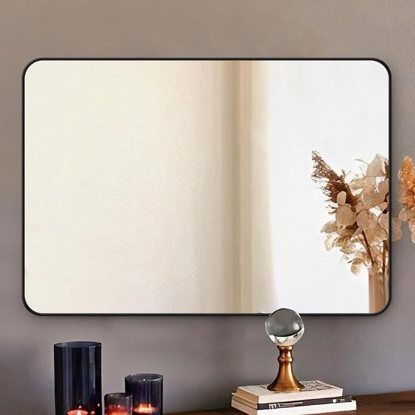 Black Bathroom Mirror,Rectangle 20 x 30 Inch Vanity Wall Mirror,Modern Mirror for Wall,Wood Rectangular Mirror for Bedroom Living Room Entryway