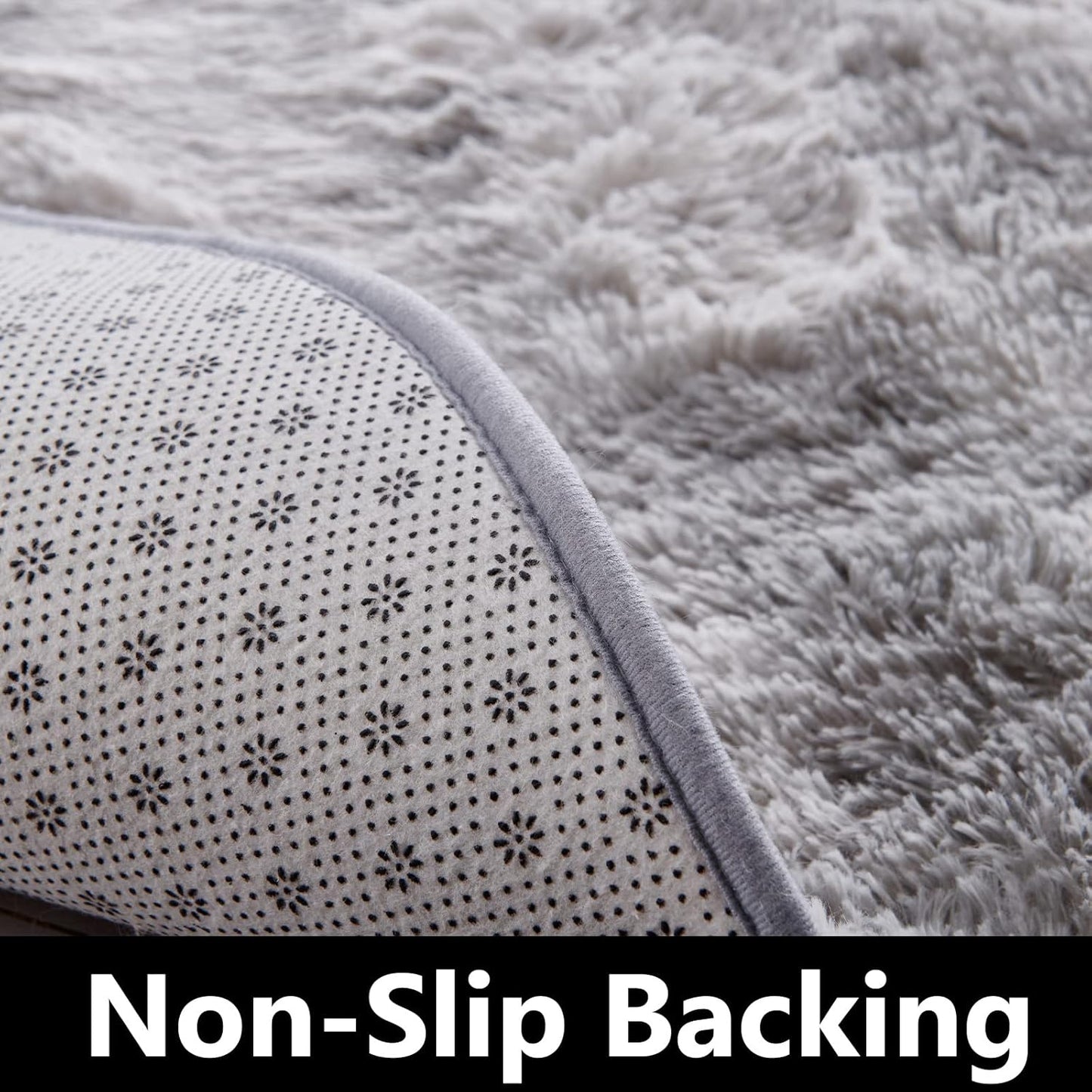 FJZFING Tie-Dyed Light Grey Round Rug Ultra-Soft Plush Modern 7x7 Circle Area Rug for Kid's Bedroom, Fluffy Shag Circular Rug for Nursery Room, Non-Slip Tie-Dyed Light Grey Rug for Teen's Room