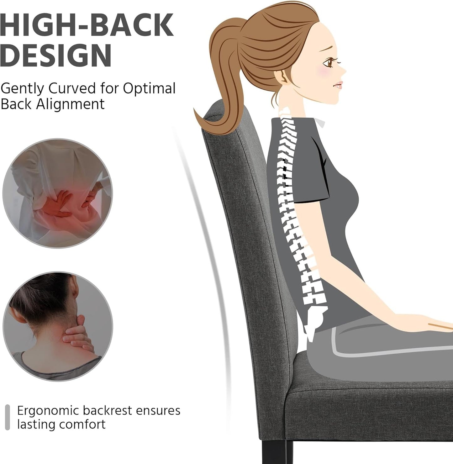 Yaheetech Dining Chairs Set of 6 Fabric Upholstered Parson Kitchen Chairs with Padded Seat and Solid Wood Legs for Dining Room/Restaurant, Dark Gray