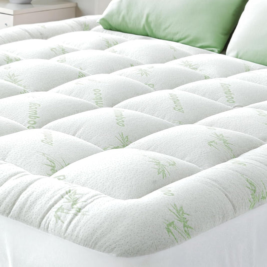 Ultra Soft Twin XL Size Mattress Topper - Viscose Made from Bamboo Pillow Top Mattress Pad for Back Pain Relief - Naturally Cooling for Hot Sleepers, Green