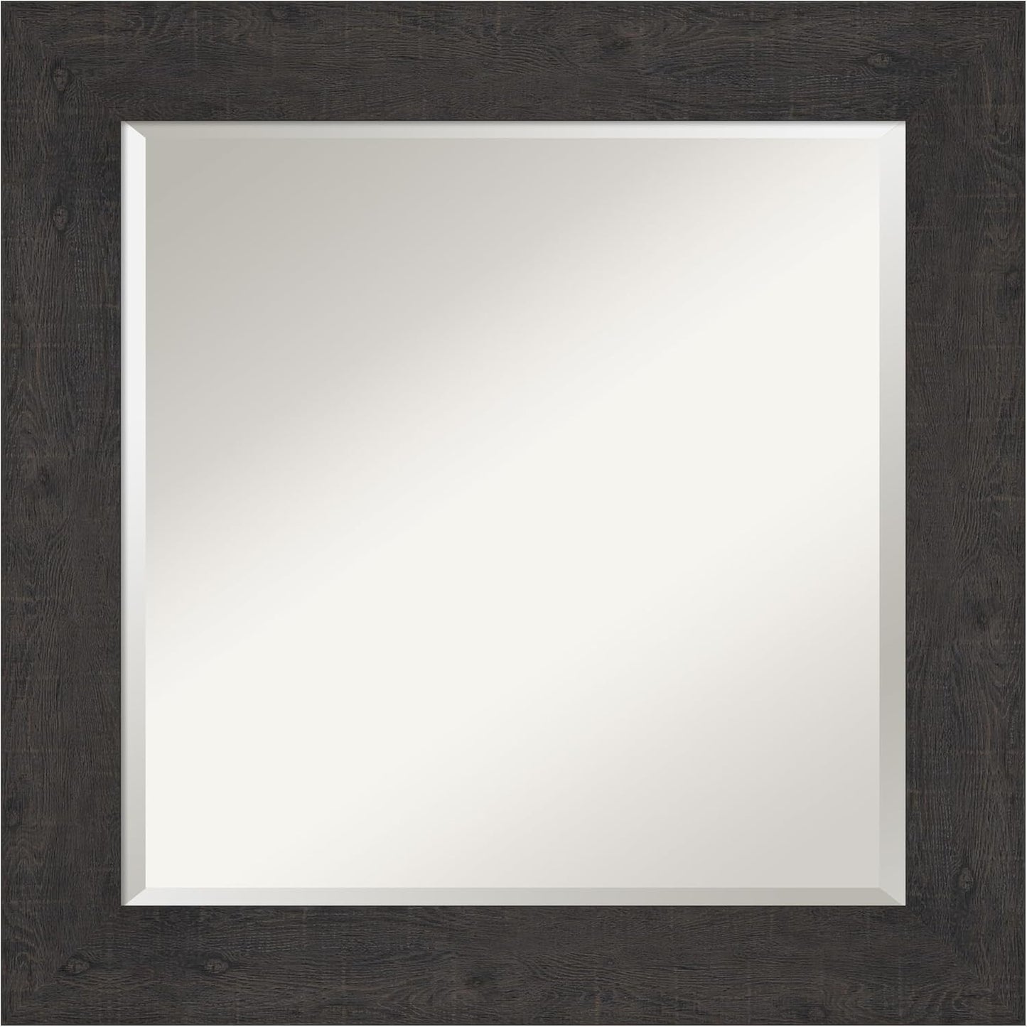 Amanti Art Brown Wall Mirror 26x26 Rustic Plank Espresso Square Bathroom Mirror for Wall Decor Living Room, Medium Country Rustic Frame, Hangs Horizonally and Vertically, Bathroom Decor, Beveled Edge