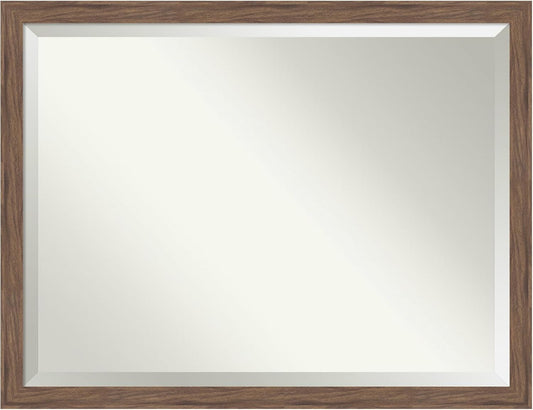 Amanti Art Brown Wall Mirror 33x43 Pia Medium Brown Narrow Rectangle Bathroom Mirror for Wall Decor Living Room, X-Large Casual Frame, Hangs Horizonally and Vertically, Bathroom Decor, Beveled Edge