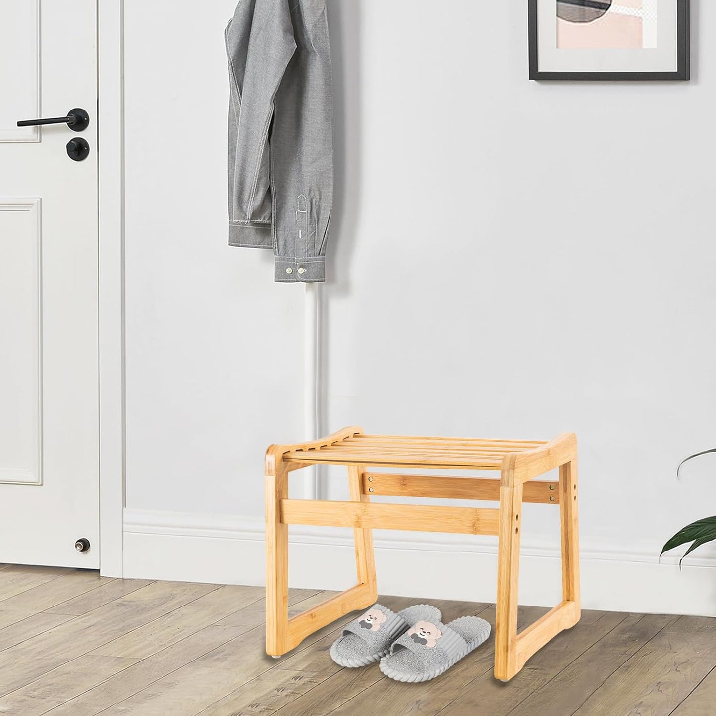 Bamboo Step Stool for Kids - Shoe Changing Foot Rest Stool for Living Room, Bedroom, Garden Leisure, Outdoor (Natural)