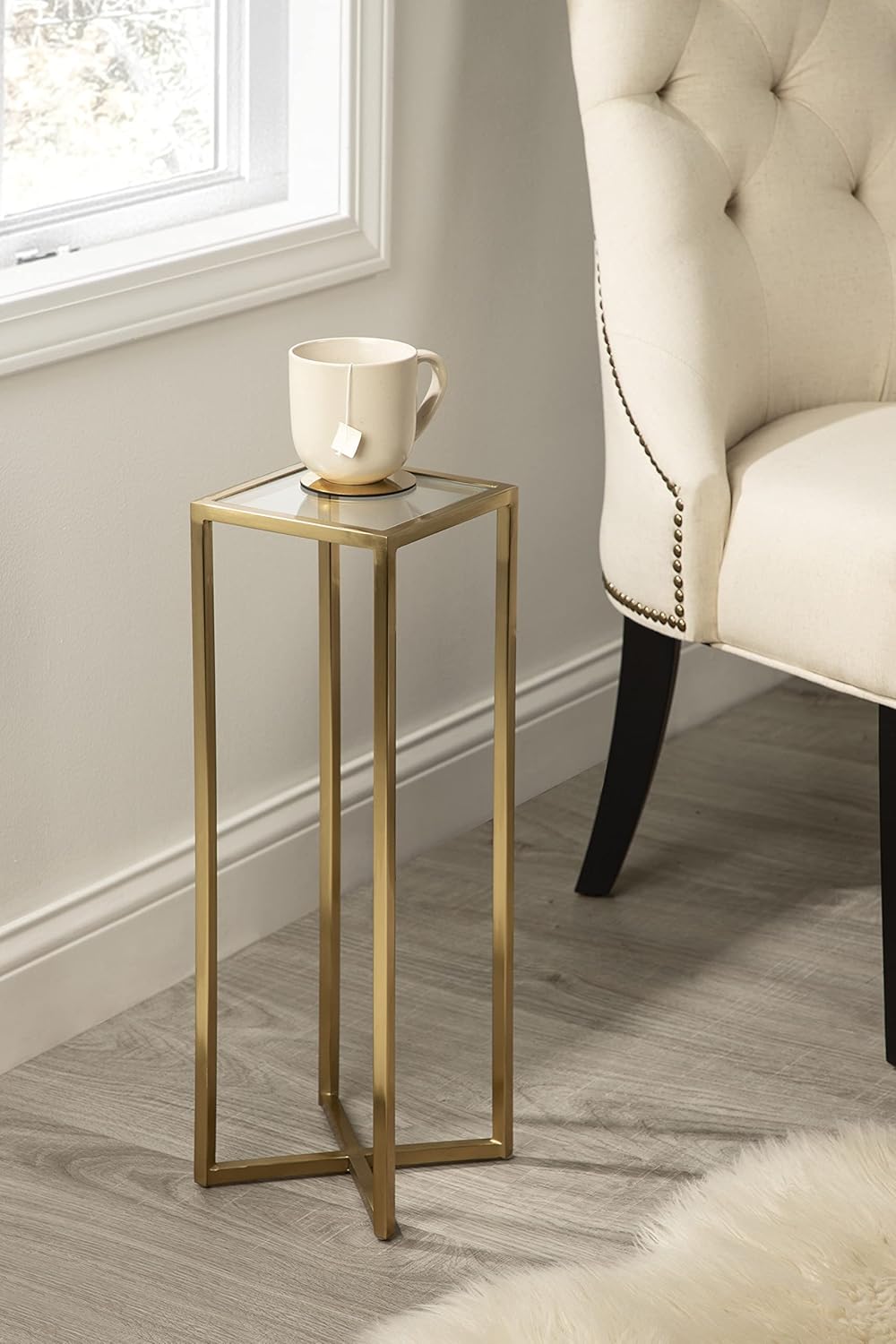 Kate and Laurel Jaspur Modern Drink Table, Gold, Decorative Glam Accent Table for Display and Storage