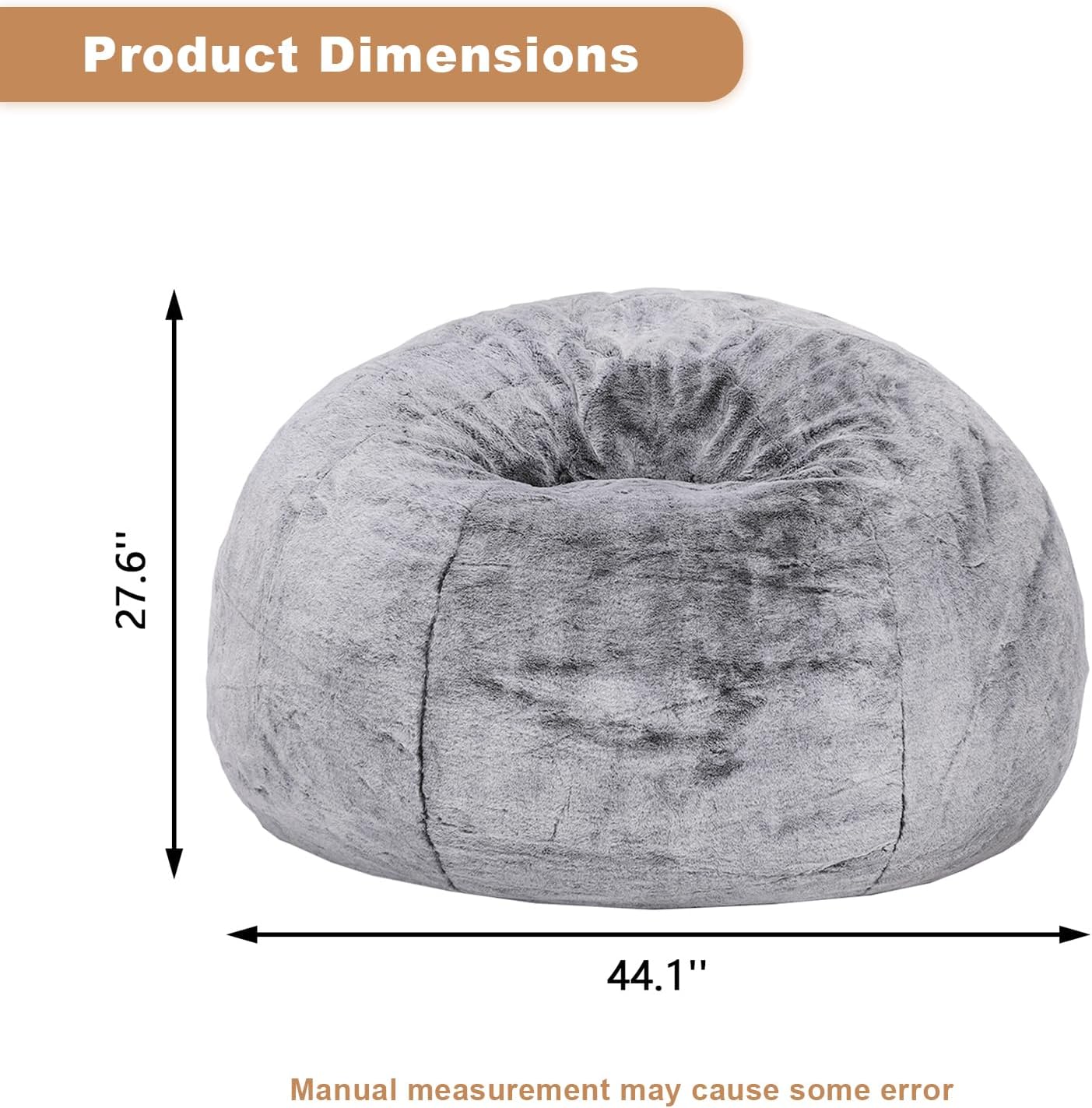 Recaceik Bean Bag Chair Large Bean Bag Chairs, with Fluffy Removable Spongefor, for Living Rooms, bedrooms, Study Rooms, and Offices