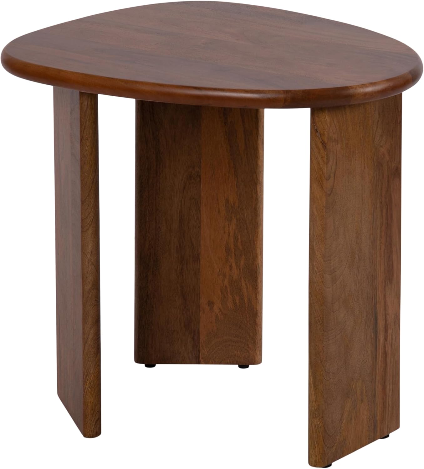 Kate and Laurel Tortola Modern Irregular Round Side Table, 22 x 18 x 20, Walnut Brown, Transitional Pebble End Table for Use as Bedroom Nightstand or Living Room Accent Table