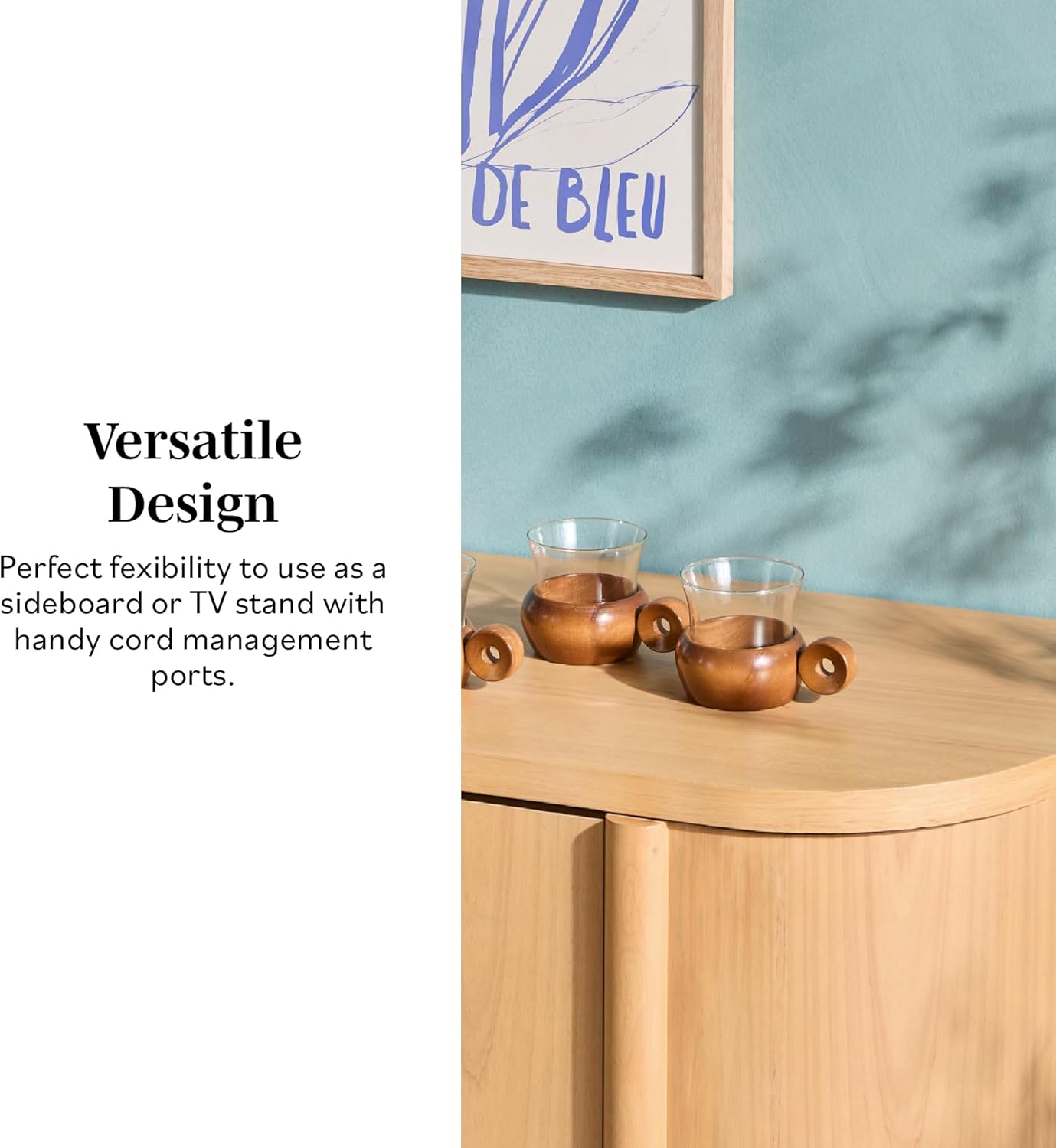 Walker Edison Ezra 70" Curved Sideboard Cabinet - Natural