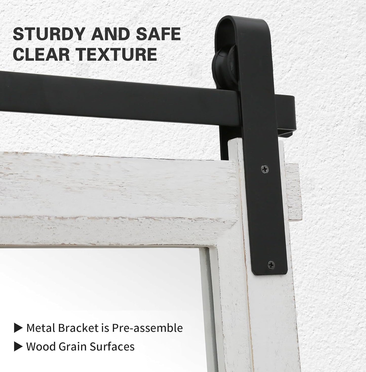 Bathroom Barn Door Mirror: 42"x28" White Farmhouse Wood Frame - Rustic Wall Mirror for Entryway/Living Room Wall Decor