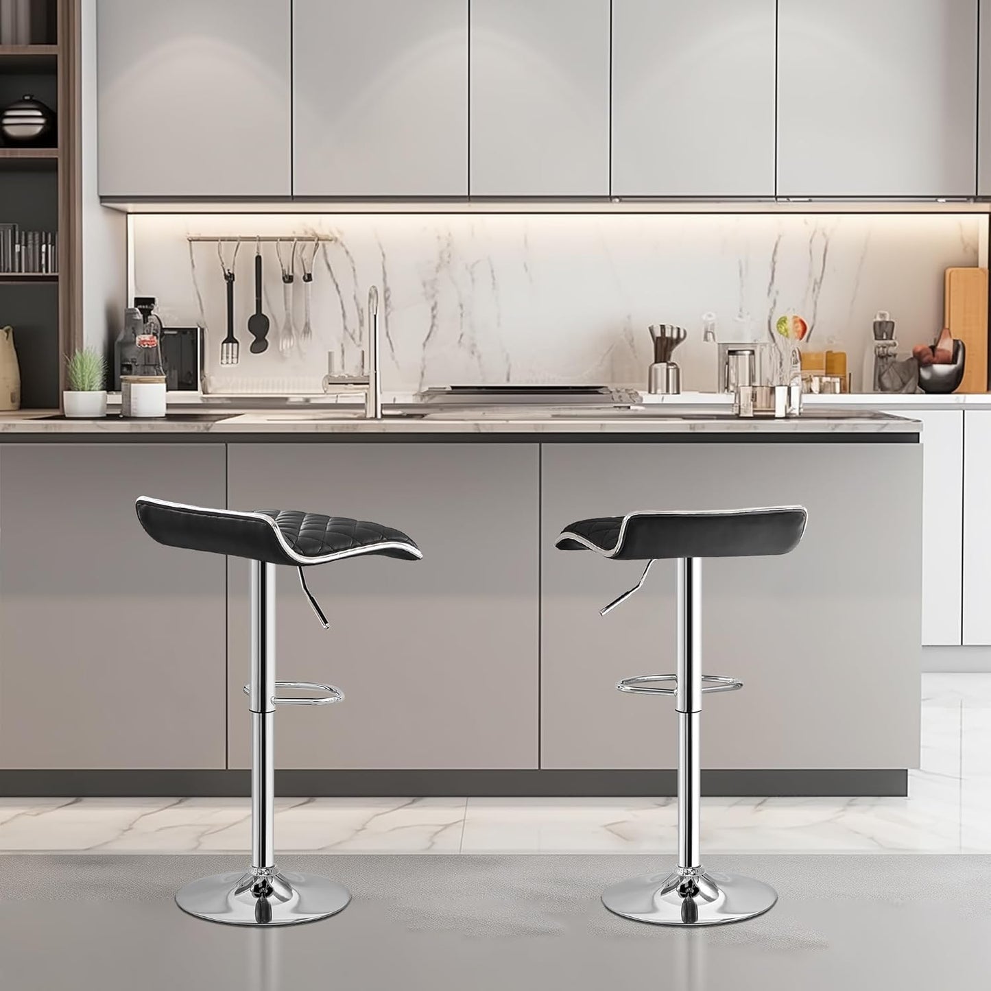 VECELO Bar Stools Set of 4, Adjustable Bar Stools, Bar Height Stools for Kitchen Counter