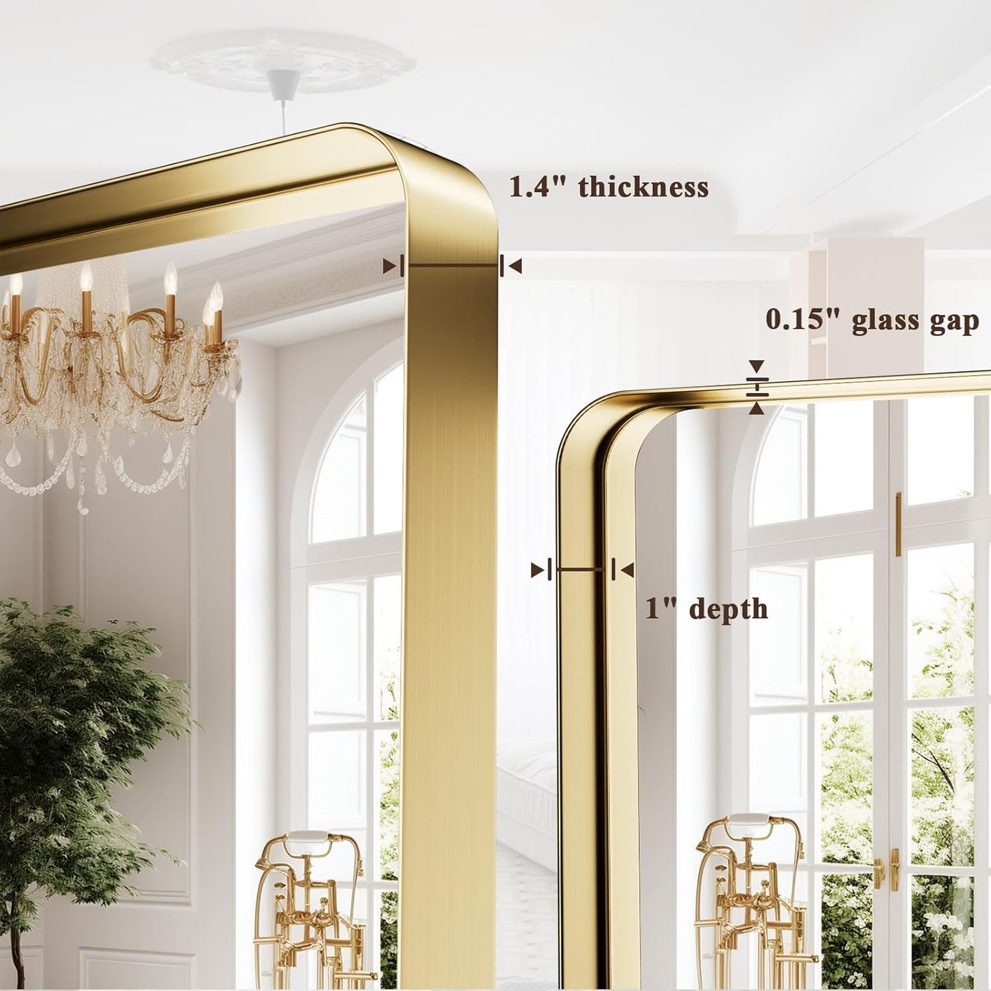 55"x 30" Gold Bathroom Mirror - Aluminum Framed Wall Mirror, Bathroom Wall Mounted Vanity Mirror, Bedroom, Living Room Wall Mirror, Hang Horizontally or Vertically