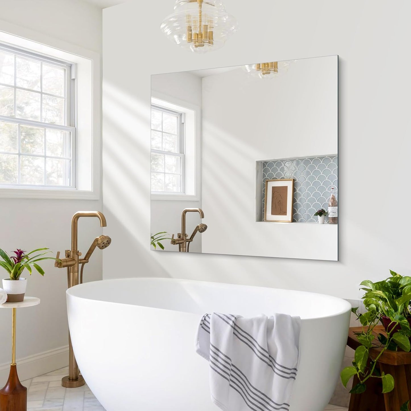 Frameless Mirror, 36x36 inch Square Bathroom Mirrors for Wall, Upgraded Shatterproof Vanity Mirror Over Sink with Polished Edge for Bathroom,Bedroom,Living Room and Entryway