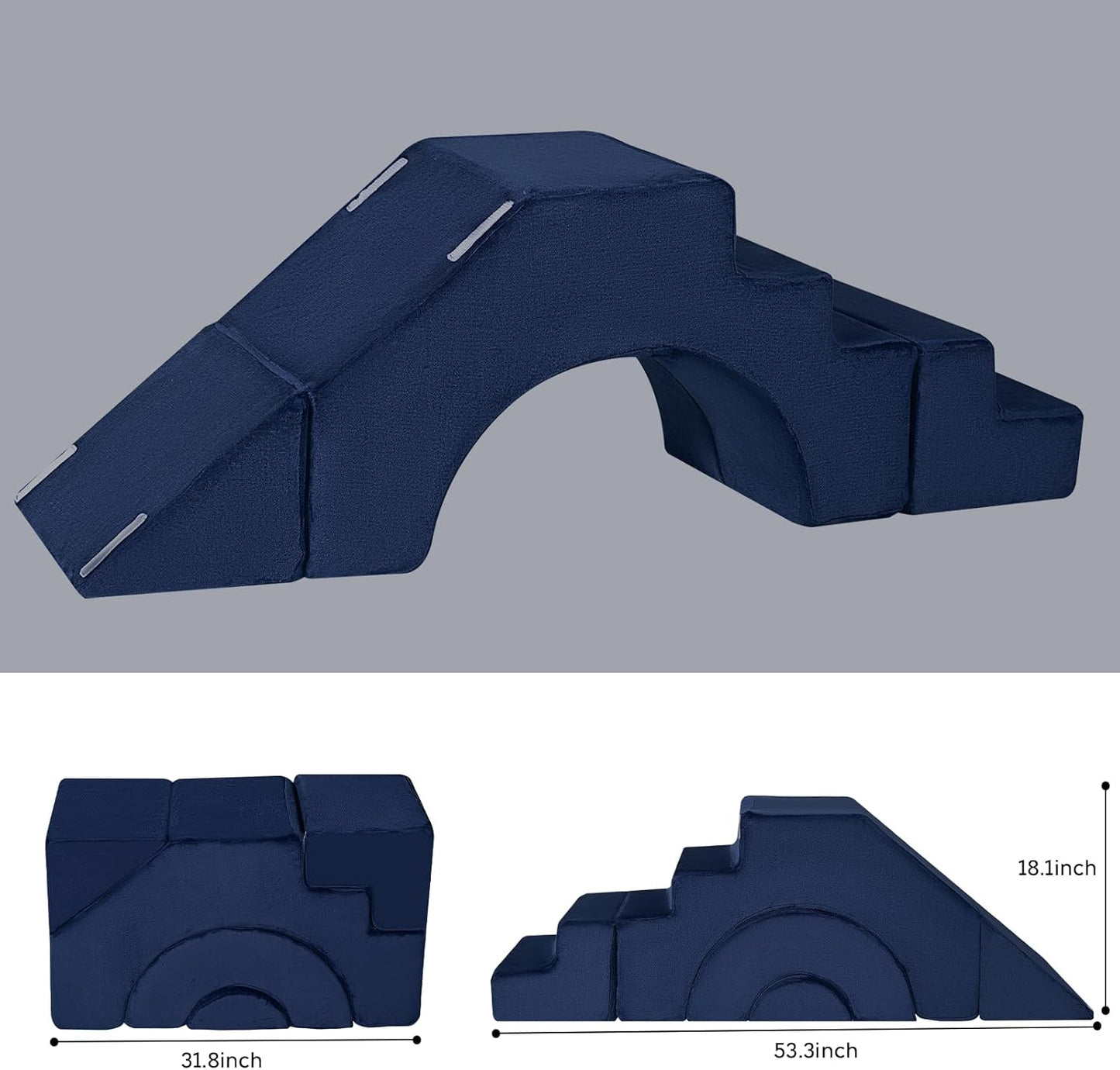 MeMoreCool Foam Climbing Toddler Couch, Modular Kids Sofa with Slide & Stair, Convertible Baby Couch for Playroom, Sectional Furniture for Crawling, Climbing, and Kids’ Play