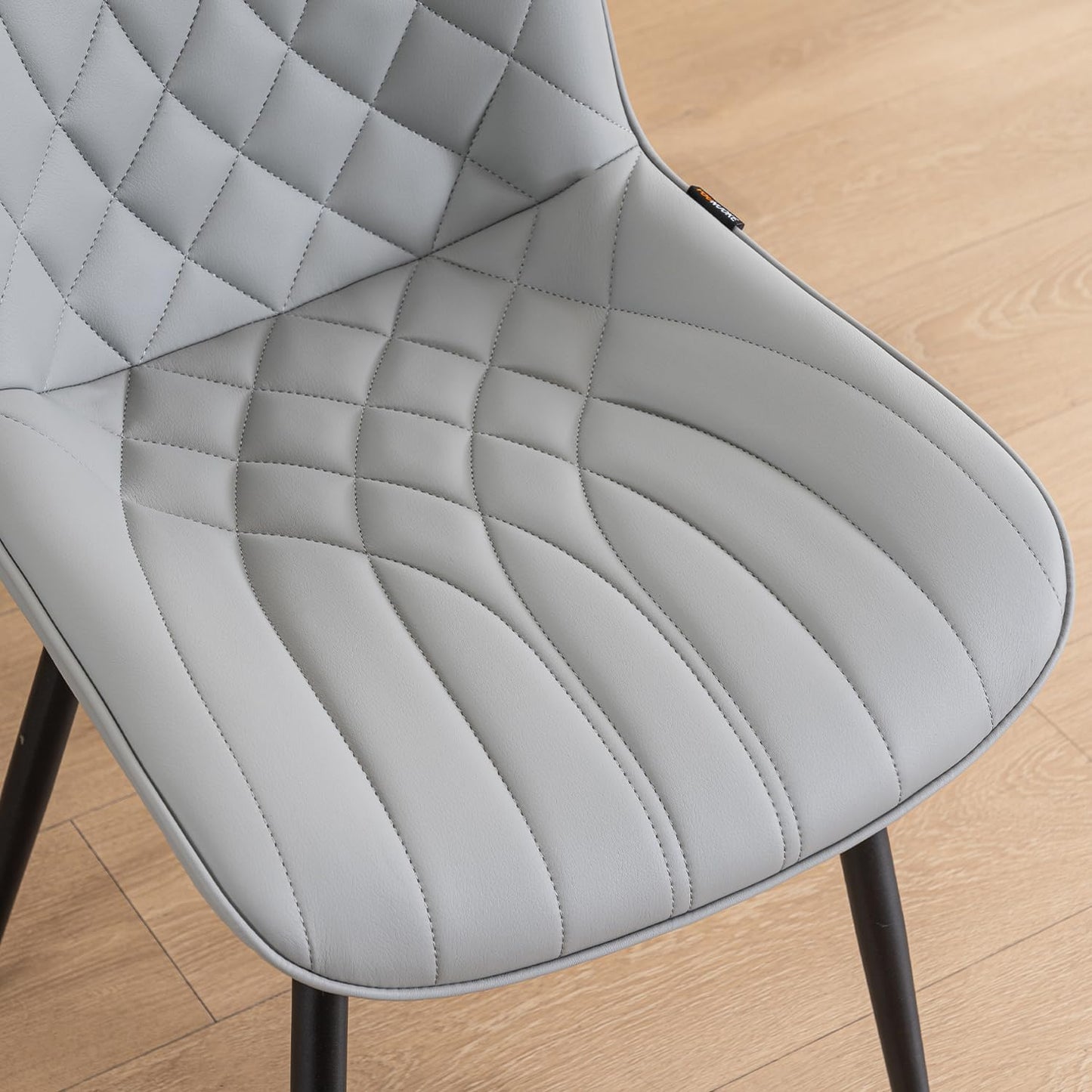 YOUNUOKE Dining Chairs Set of 2 Mid Century Modern Kitchen Chair Comfortable Upholstered Faux Leather Dinner Chairs for Kitchen Dining Room, Grey