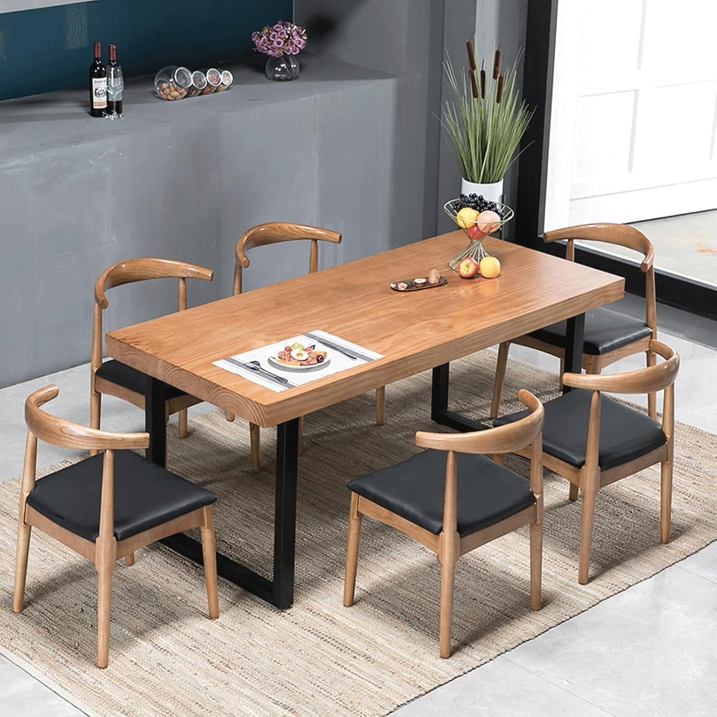 Solid Wood Dining Table Modern Minimalist Durable Stylish for Office and Home Flexible Use as Dining Table or Office Desk Perfect for Kitchen Dining Room Living Room(55*27.5*29.5)