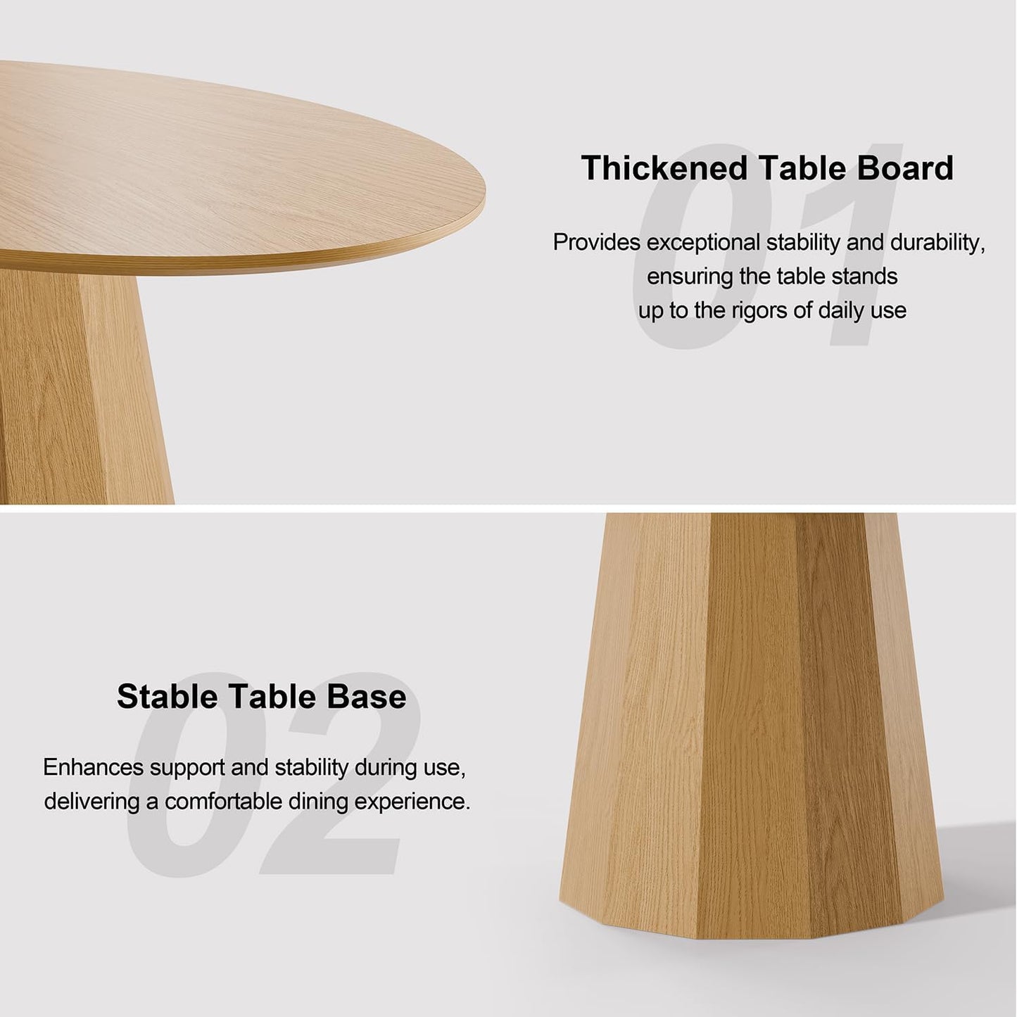 Casaphoria 67" Oval Dining Table, Modern Wood Kitchen Table with Cone Shaped Strip Polygonal Base for Living Room & Dining Room, Easy Assembly Farmhouse Furniture for 4-6, Oak