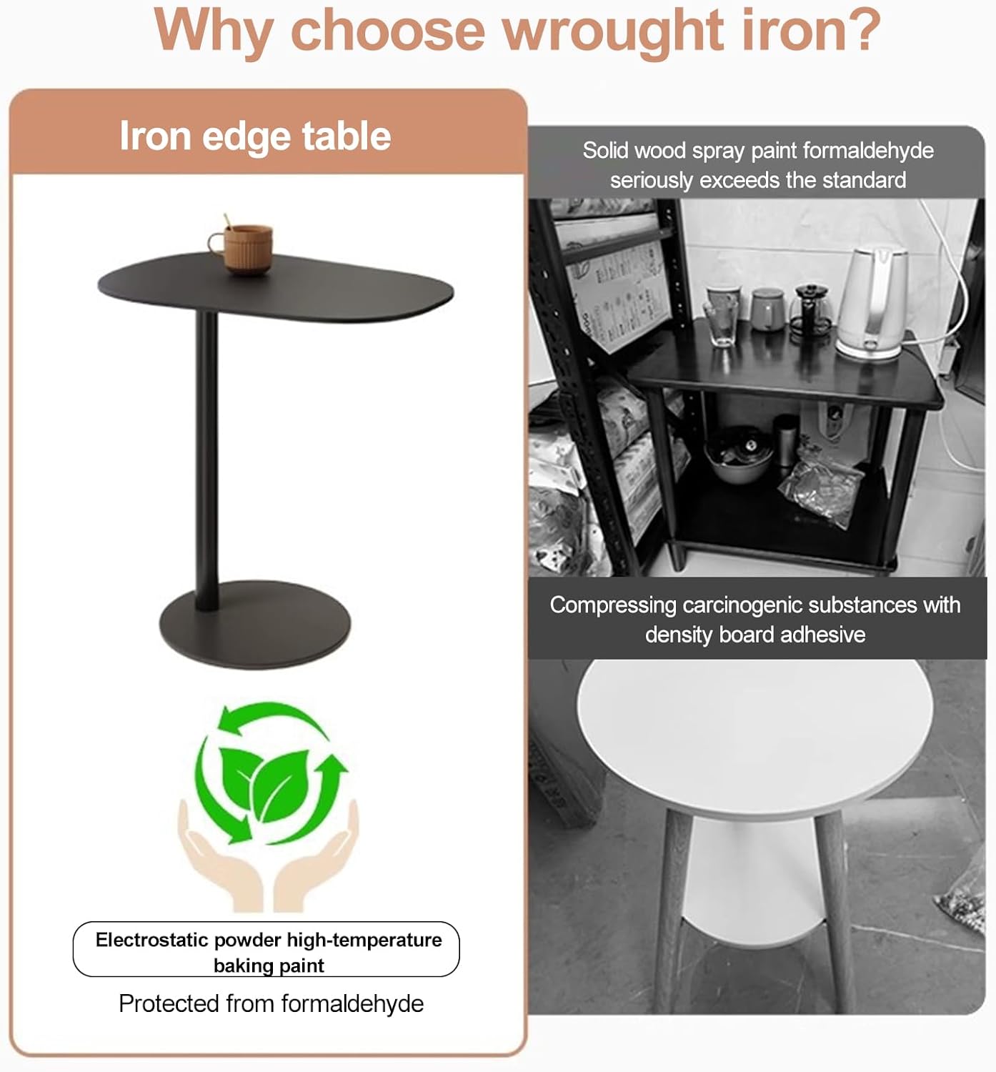 Modern Metal Side Tables Shaped End Table for Couch, Small C Shaped Side Table, C-Shaped Tables for Eating Couch Tables Counter for Living Room, Dining Room, Small Space, Black