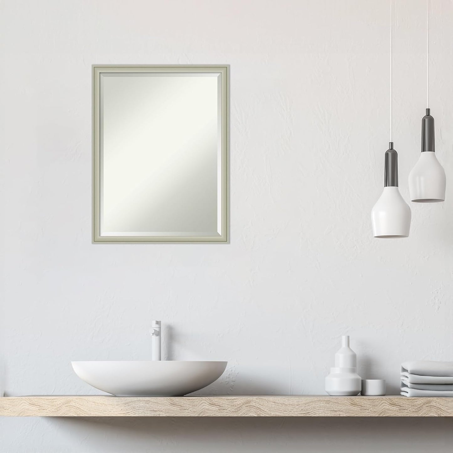 Amanti Art Silver Bathroom Mirror for Over Sink, 26x20 Florence Silver Rectangle Vanity Mirror, Medium Casual Frame, Hangs Horizonally and Vertically, Bathroom Wall Decor, Beveled Edge from WI, USA