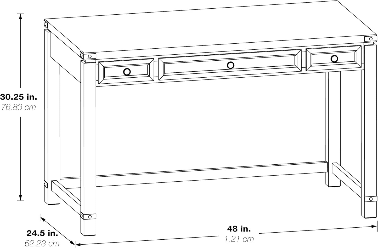 OSP Home Furnishings Baton Rouge Traditional Home Office Writing Desk, Champagne Oak