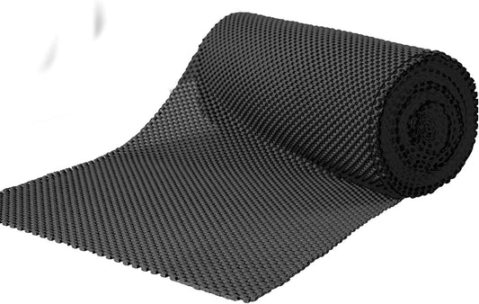 Drawer Shelf and Cabinet Liner, Thick Strong Grip, Non-Adhesive Liners Protect Kitchen Cabinets and Cupboard, Bathroom Drawers, Easy Install, Breathable Mat, 20 Inches x 20 Feet, Black