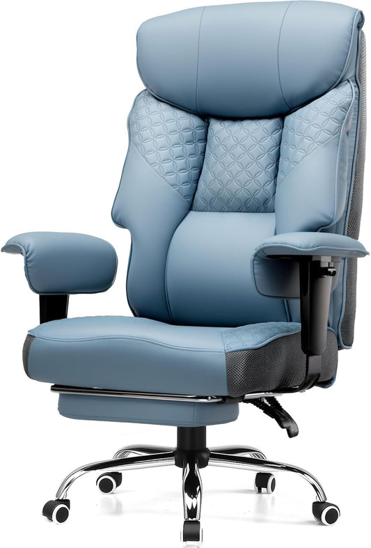GTRACING Big and Tall Office Chair 400LBS Wide Ergonomic Gaming Chair with Deluxe Embossing Designed Leather with Foot Rest,150°Reclining Adjustable Soft Armrests Pocket Spring Back Support and Pillow