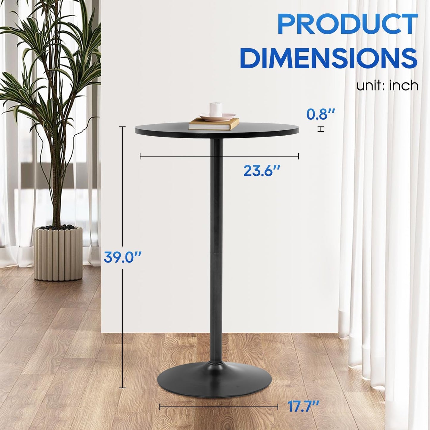 FDW Pub Table 40 Inch Height Cocktail Table Round Bistro Bar Table for Home and Kitchen Dining