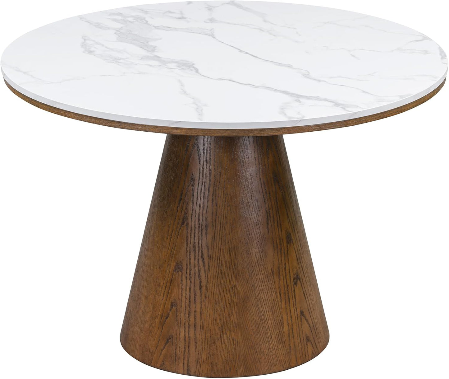 Wooden Kitchen Round Dining Table for 4-6, Round Kitchen Table with Circular Tabletop with Wood Pedestal Base, Rustic Farmhouse Furniture