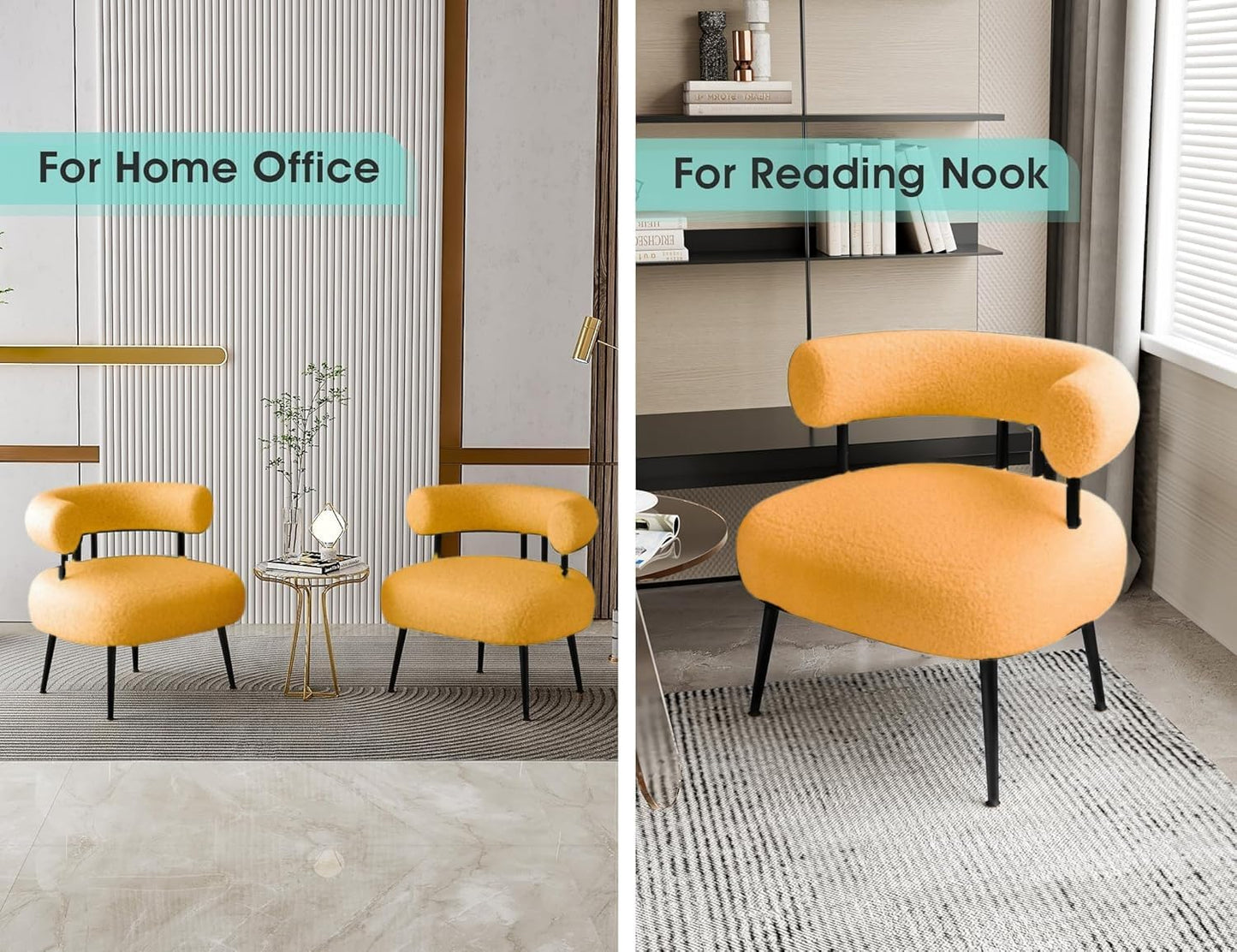 Modern Accent Chair, Round Upholstered Barrel Armchair for Small Spaces, Fluffy Side Corner Sherpa Sofa Chair for Living Room, Bedroom