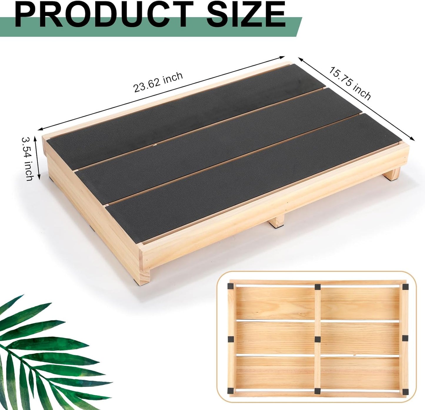 3.5" Wooden Platform Step Stool,24" Platform with Non Slip Rubber Stepping Surface for Adults & Elderly Bed Steps Wooden Mobility Stepping Stools for Bedroom, Bathroom, Kitchen, Garden