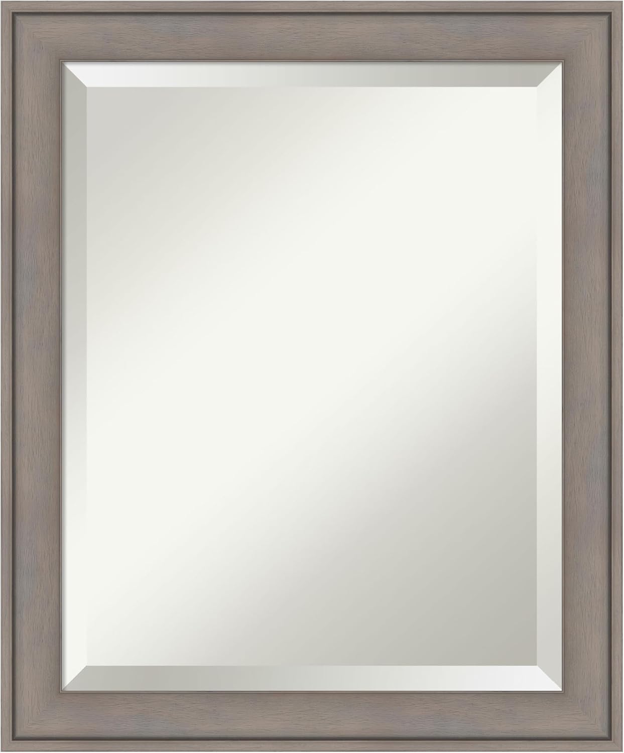 Amanti Art Grey Wall Mirror 24x20 Greywash Rectangle Bathroom Mirror for Wall Decor Living Room, Small Country Rustic Wood Frame, Hangs Horizonally and Vertically, Bathroom Decor, Beveled Edge