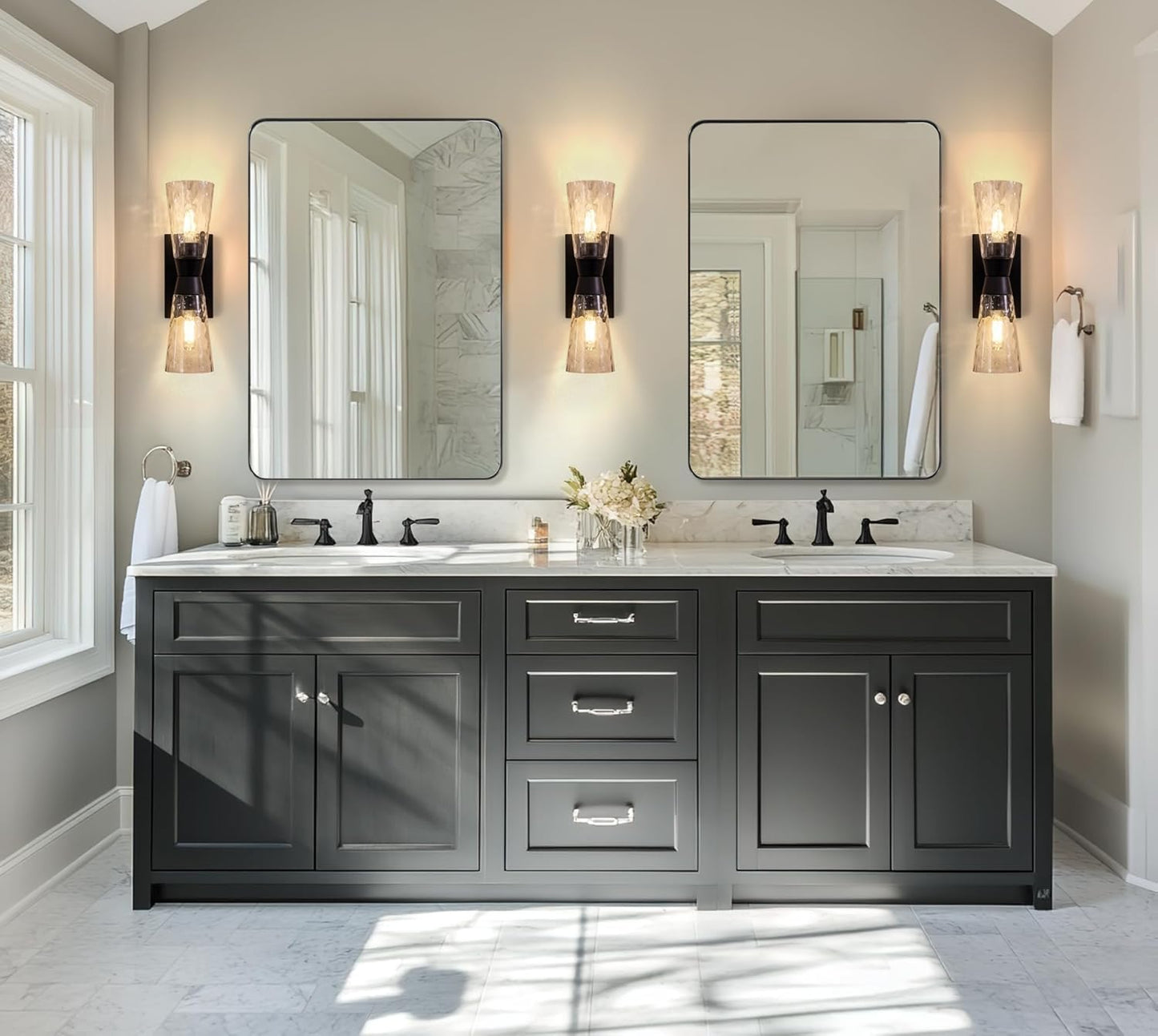 ANDY STAR Black Bathroom Mirrors for Over Sink, 24x32 Inch Matte Black Mirror for Bathroom, Rectangle Metal Vanity Mirror for Wall-Modern Clean Design with Superior Stainless Steel Frame