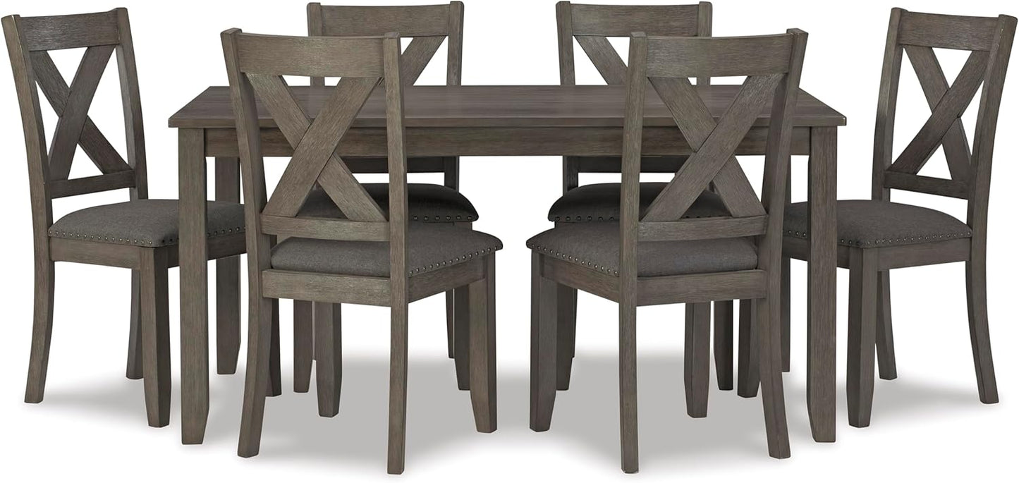 Signature Design by Ashley Caitbrook Rustic 7 Piece Dining Set, Include Table and 6 Chairs, Gray