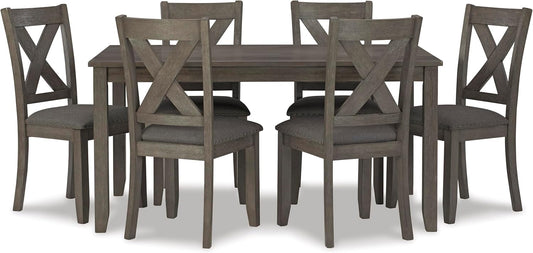 Signature Design by Ashley Caitbrook Rustic 7 Piece Dining Set, Include Table and 6 Chairs, Gray