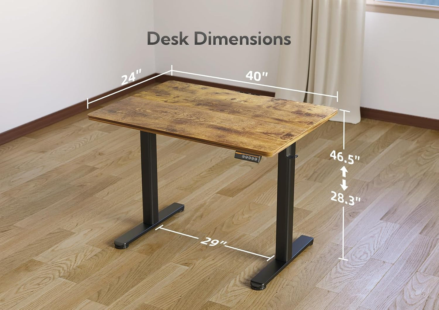 YDN Standing Desk, 40x24 Inch Electric Adjustable Height Stand up Desk, Sit Stand Home Office with Splice Board, Rustic Brown