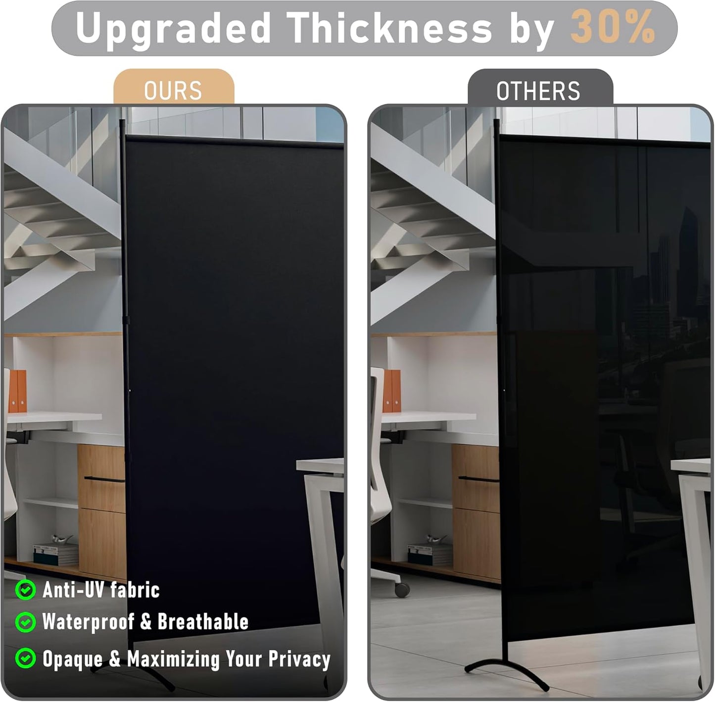 Room Divider 63''W x 71''H Large Single Panel, Privacy Screen for Room Partitions, Portable Room Divider Screen for Room Separtion, Freestanding Fabric Wall Divider for Office, School, Room Separator