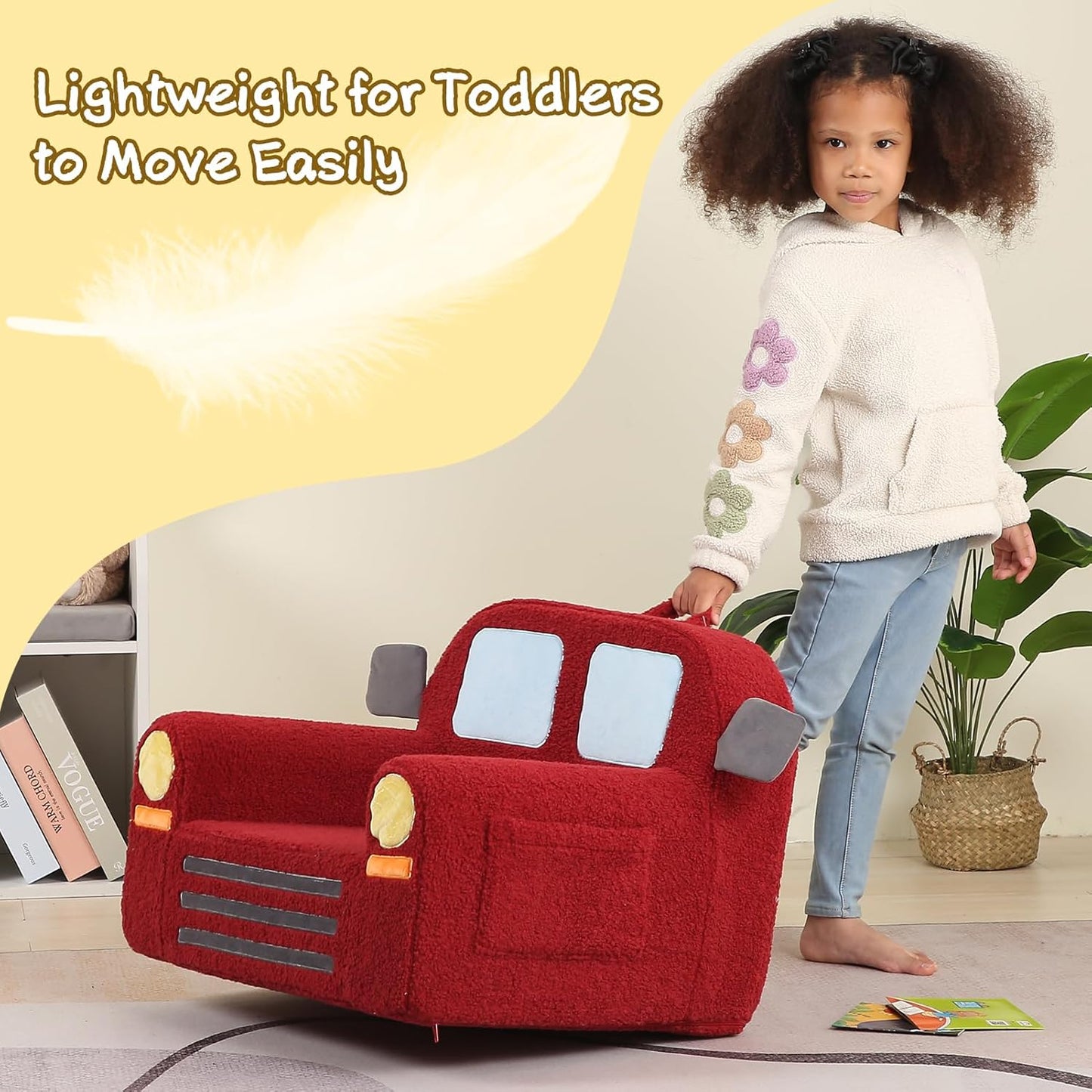 Comfy Toddler Chair, Kids Fire Engine Couch for Boys, Fire Truck